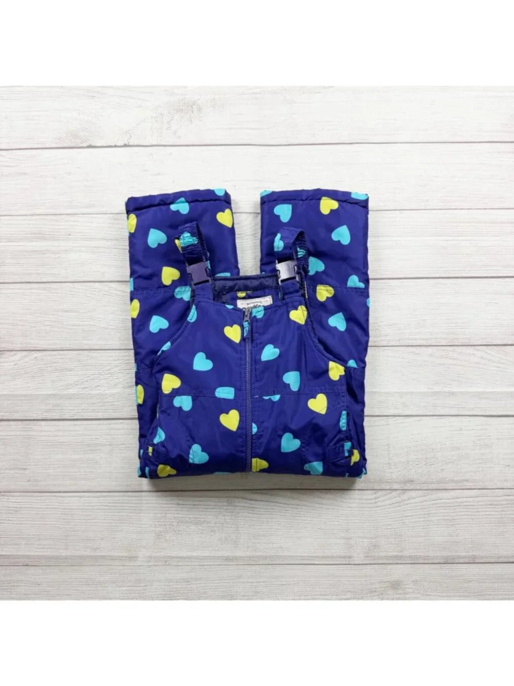 OshKosh Bgosh Girls Heart Print Insulated Snow Bib Overalls Adjustable Straps 4